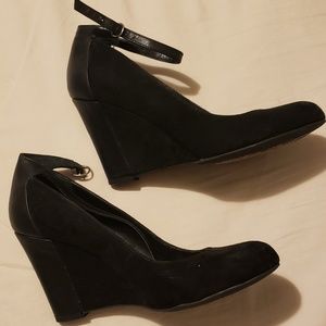 Sexy suede ankle strap wedge